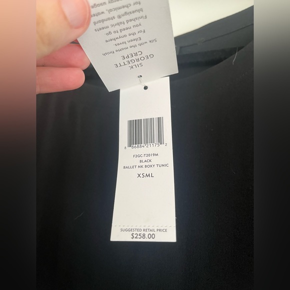 ✨ Eileen Fisher Black Ballet Boxy Tunic Silk Tunic Minimalist Formal Tunic ✨ - Picture 2 of 6